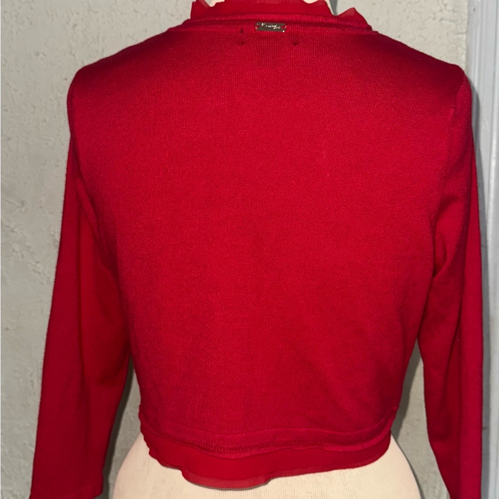 Thalia Sodi Red Sweater Cardigan 3/4 sleeve size L - Picture 8 of 8